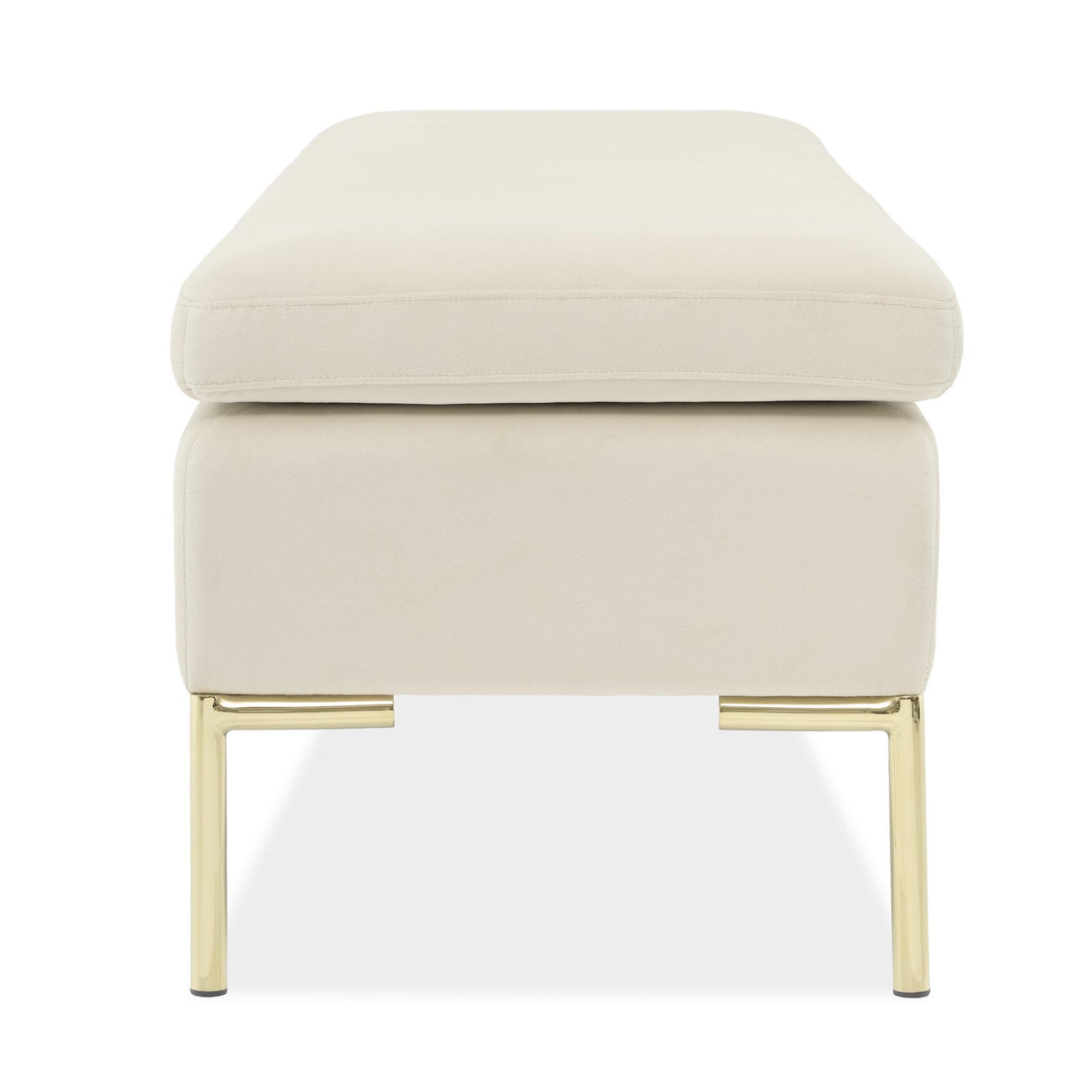 Signature Beds & Benches - Zennia Velvet Accent Bench - Ivory / Gold