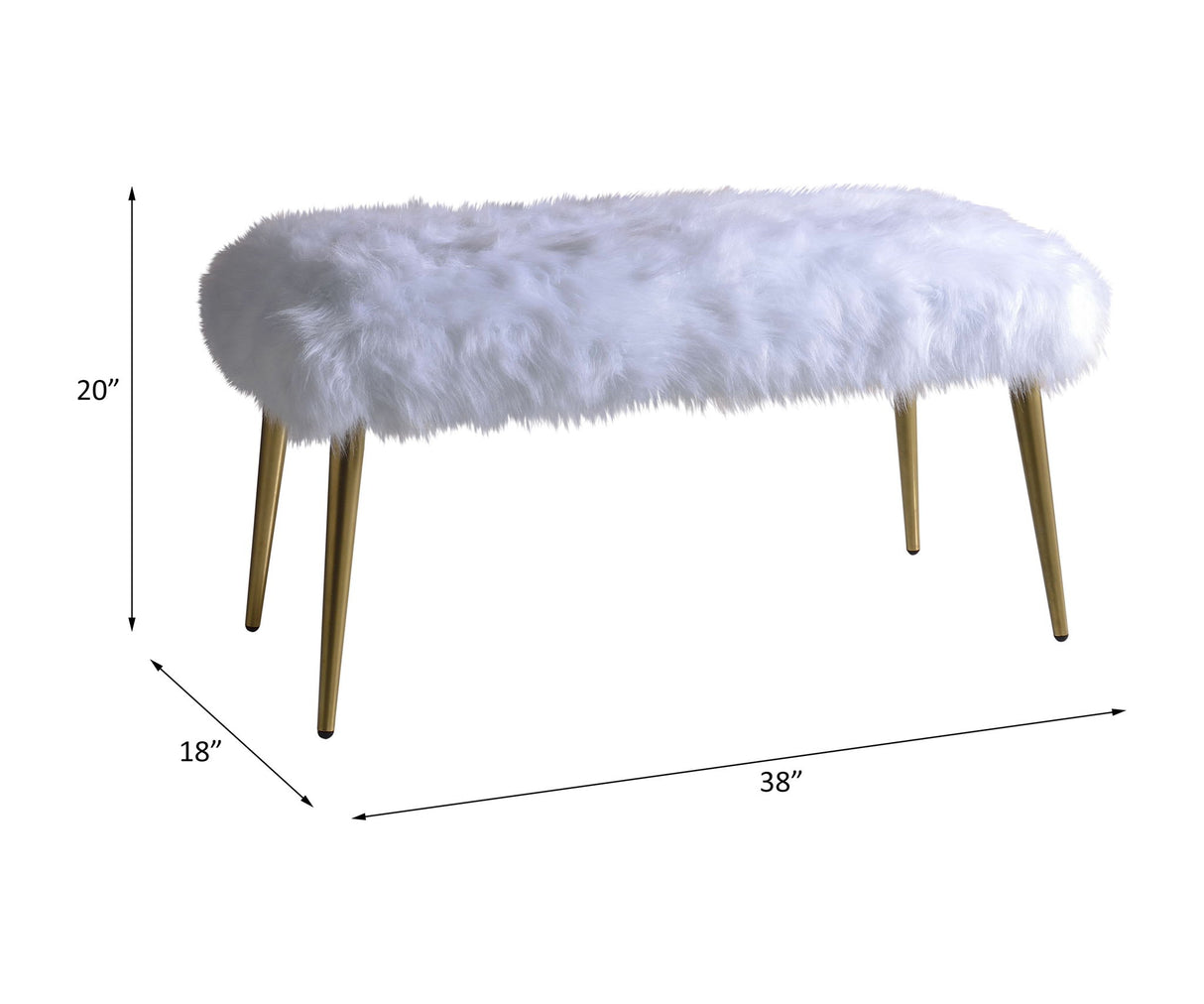 Bagley II - Banco - Piel sintética blanca y dorado - 50,8 cm