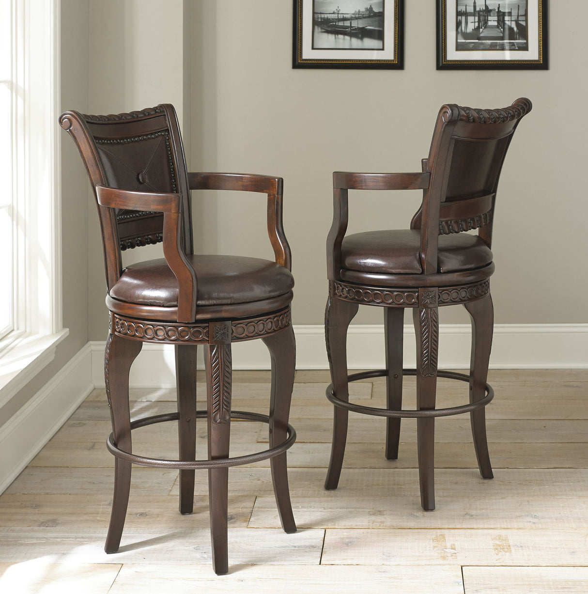 Antoinette - PU Swivel Bar Chair - Dark Brown alternate view 2
