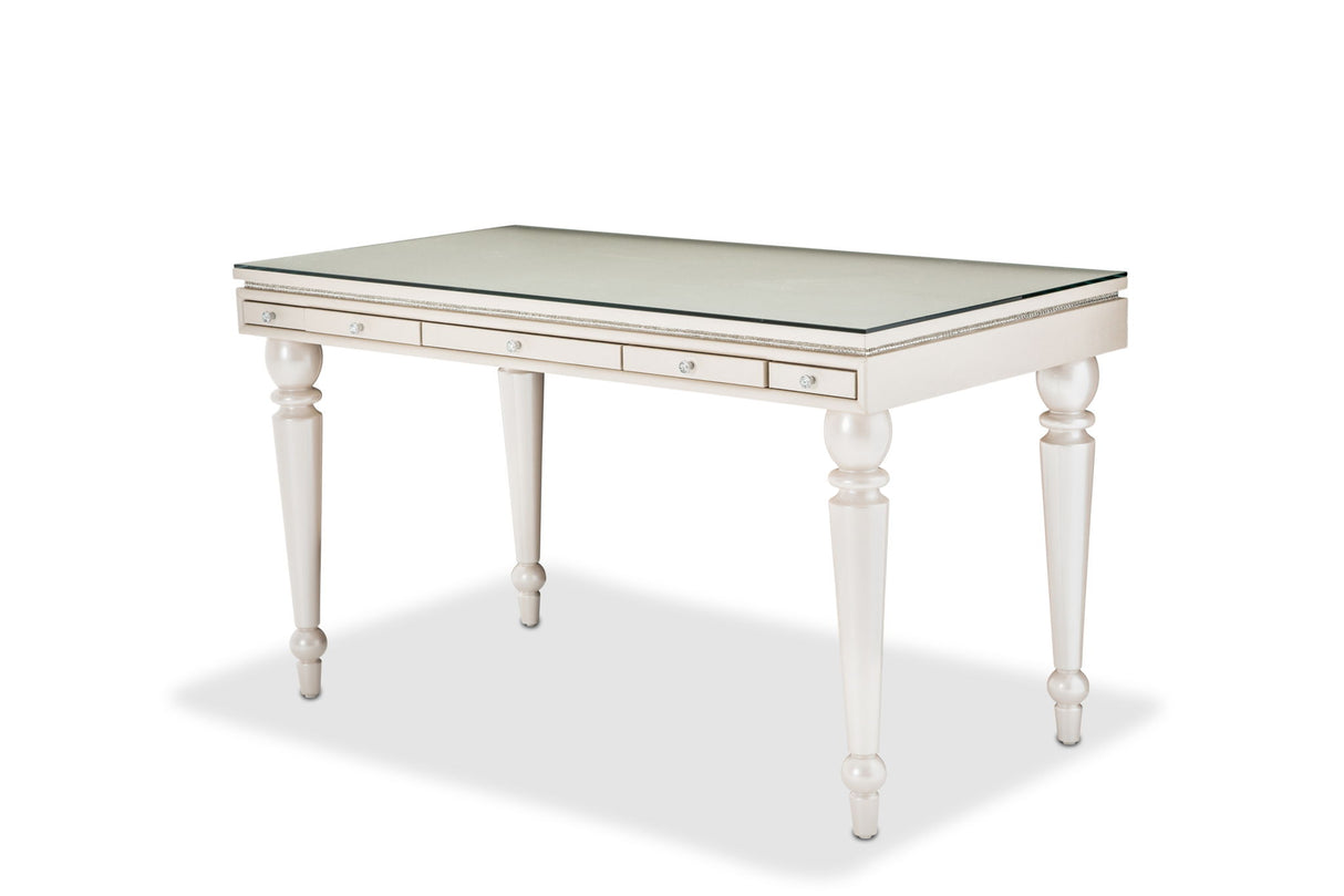 Glimmering Heights - Writing Desk With Glass Top - Ivory