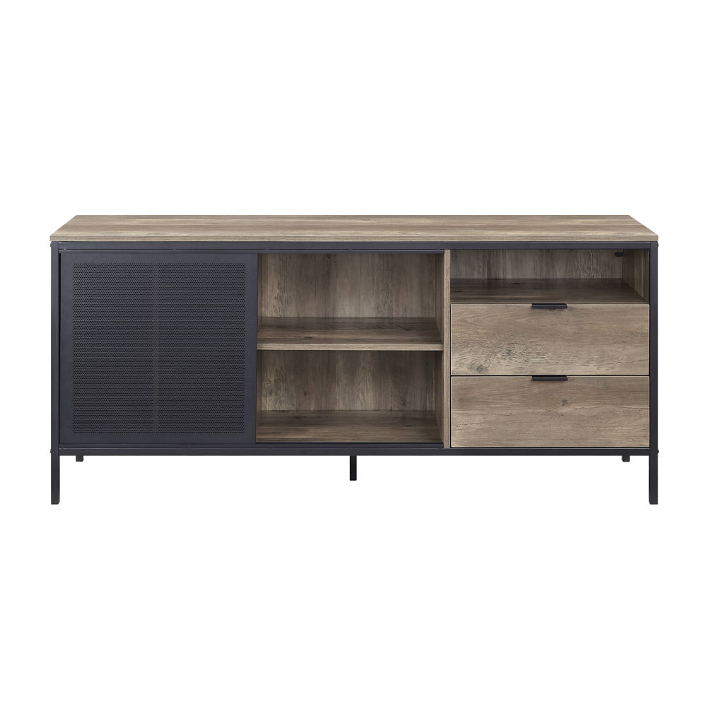 Nantan - Mueble de TV - Acabado Roble Rústico y Negro - 28"