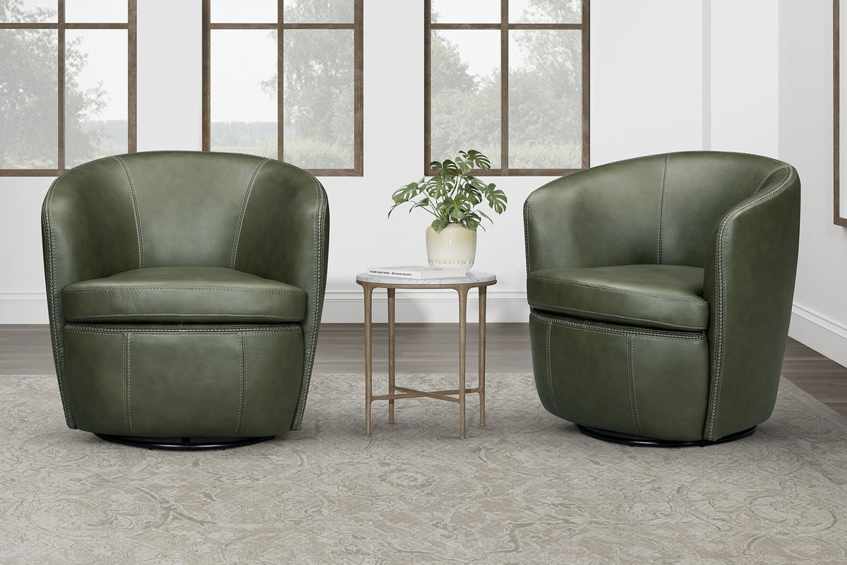Barolo - Sillón giratorio de club de cuero 100% italiano (Juego de 2)
