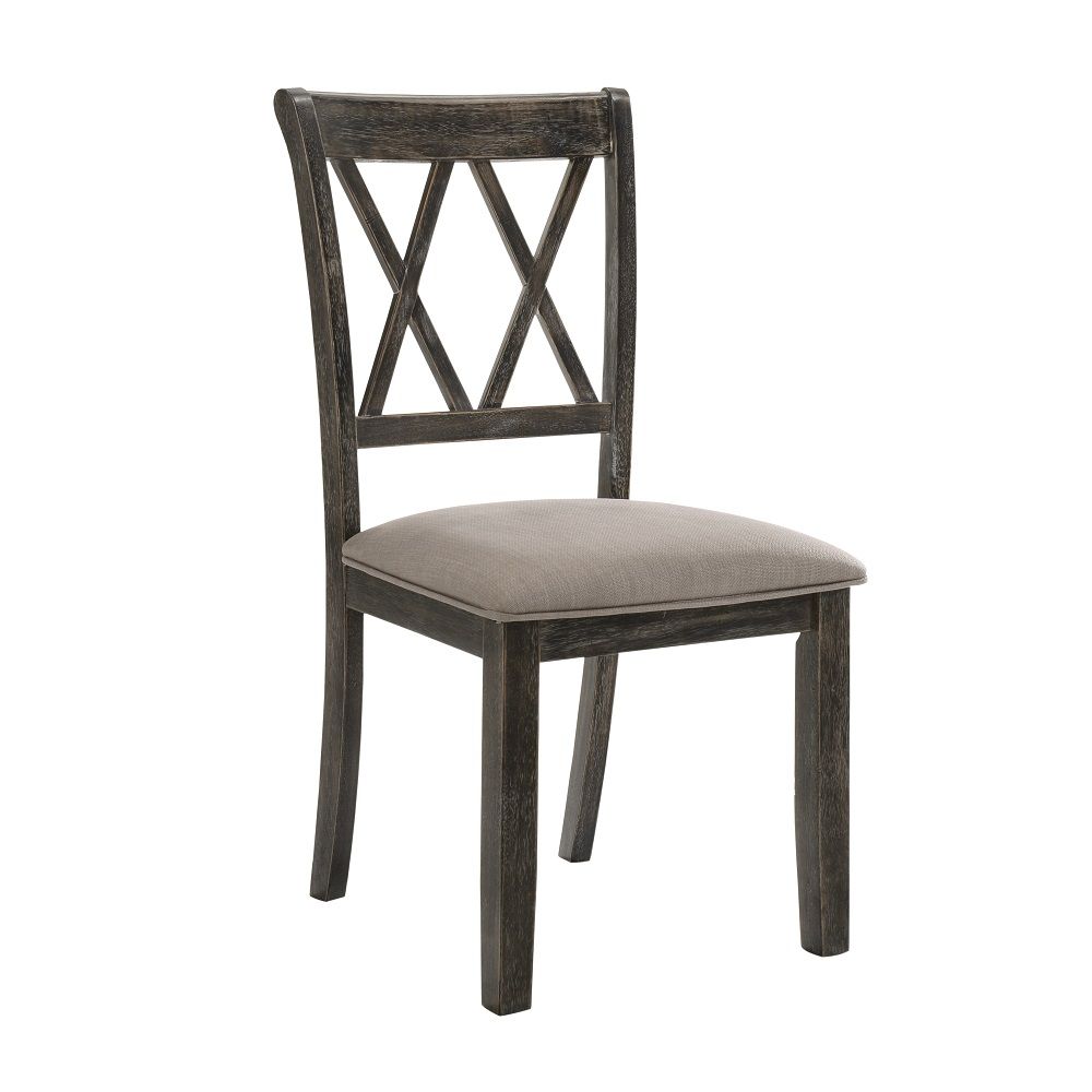Claudia II - Silla de comedor (Juego de 2) - Tela y gris envejecido