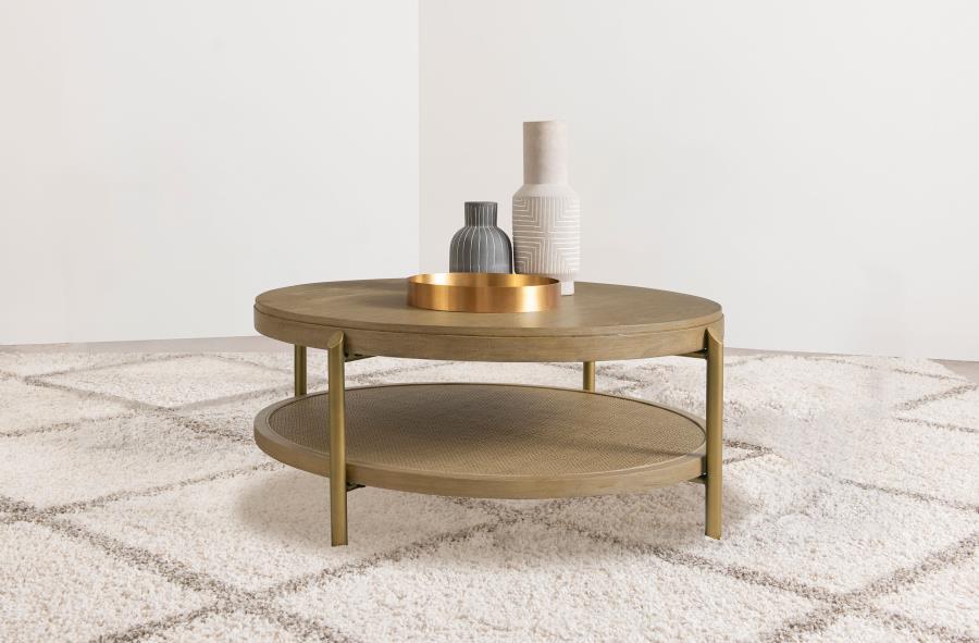 Arini - Round Coffee Table With Storage Shelf