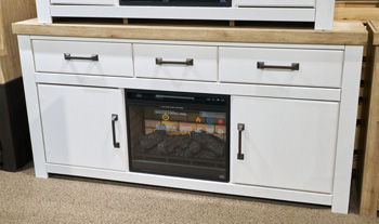 Savonport - Mueble de TV XL con opción de chimenea - Blanco/Marrón