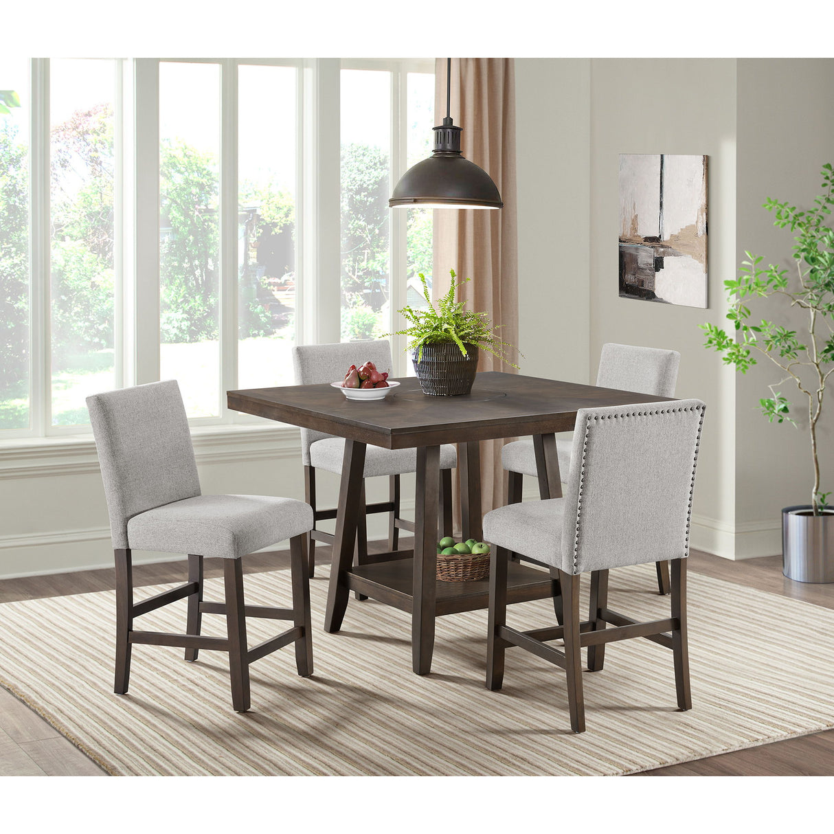 Seneca - Mesa de Bar Cuadrada con Lazy Susan