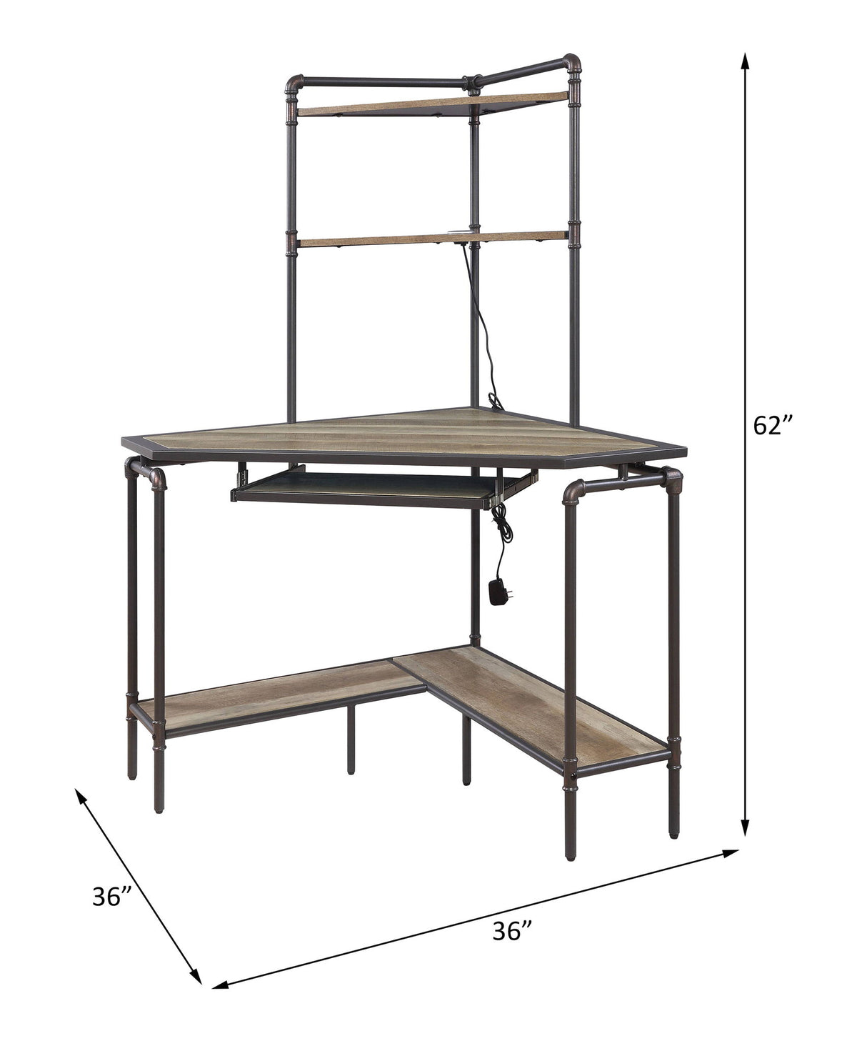 Deliz - Computer Desk With USB - Sand Gray
