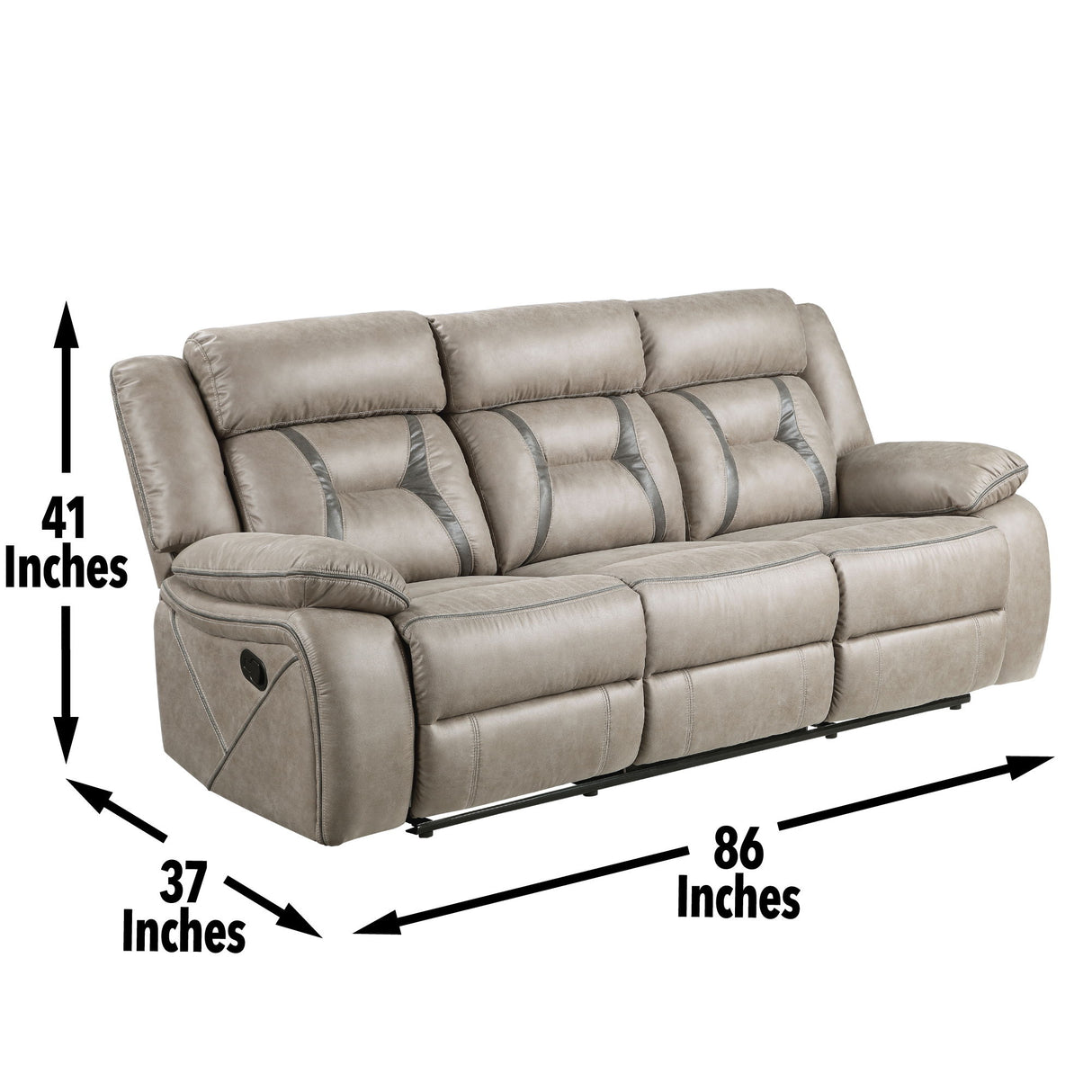 Tyson - Sofá reclinable con mesa abatible - Plata perlado