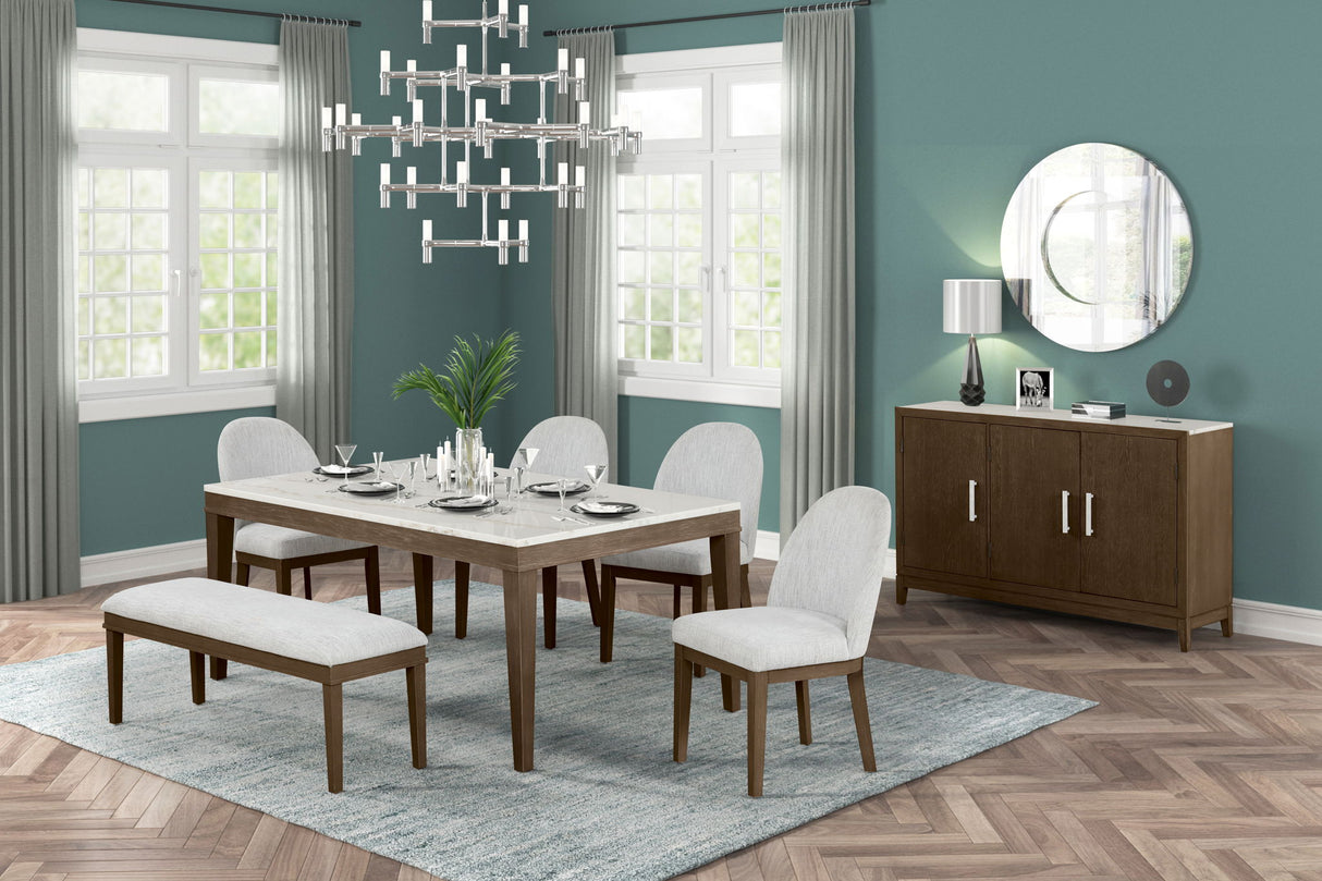 Mesa de comedor redonda con tablero de mármol Essence de 54"