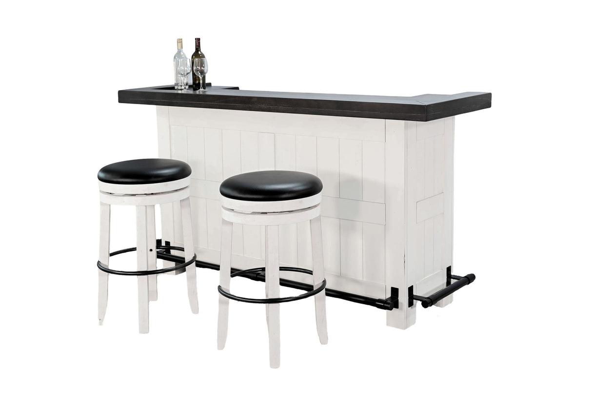 78" Wood Home 3 Piece Bar Set - Cottage White / Europen Dark