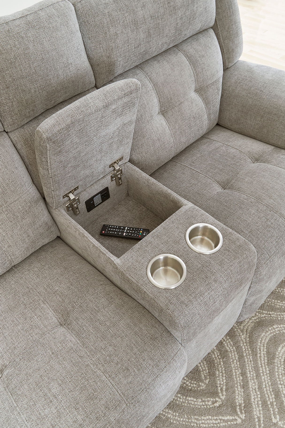 Richland - Power Reclining Console Loveseat - Bristol Gray