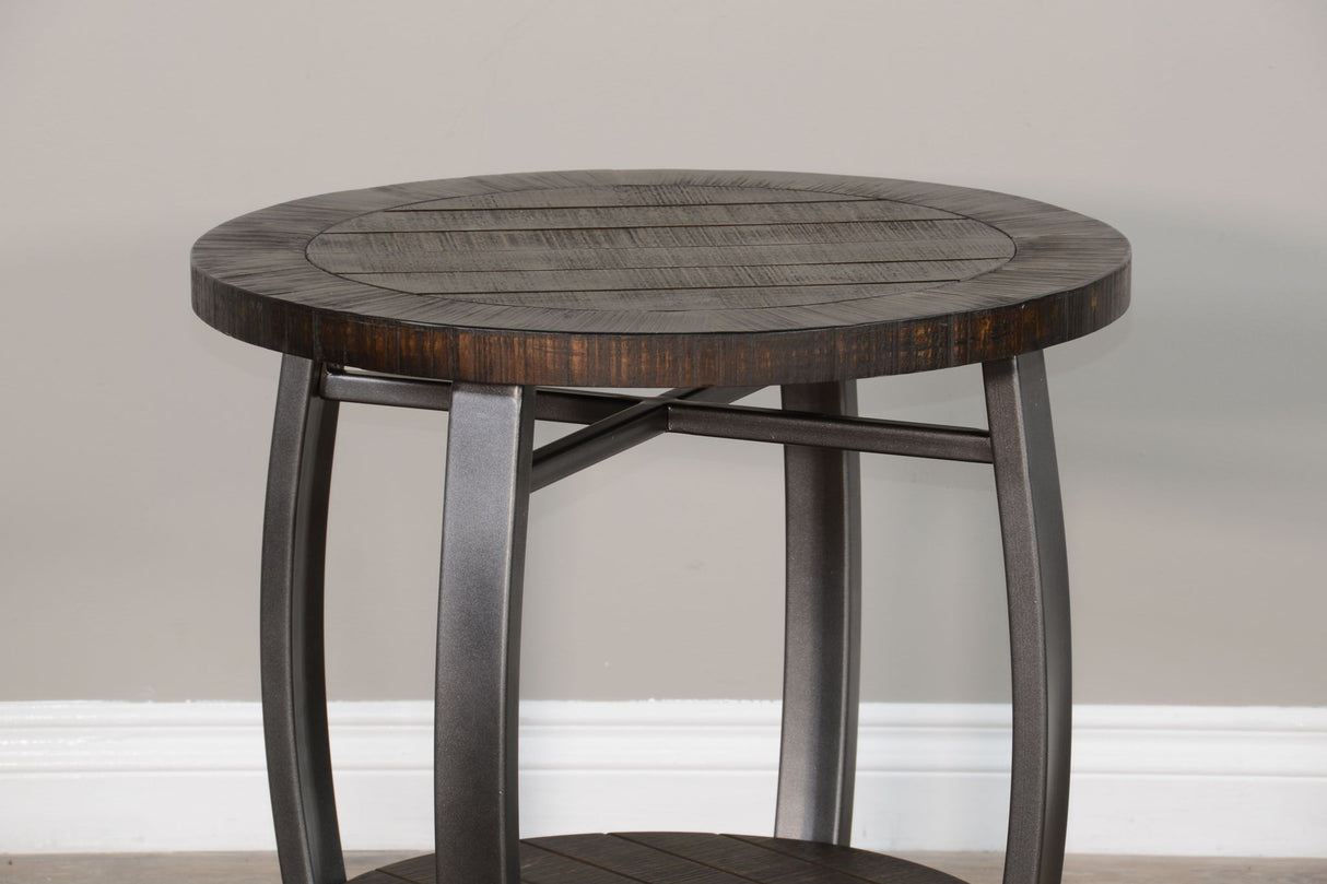 Homestead - Mahogany Wood & Metal End Table - Tobacco Leaf