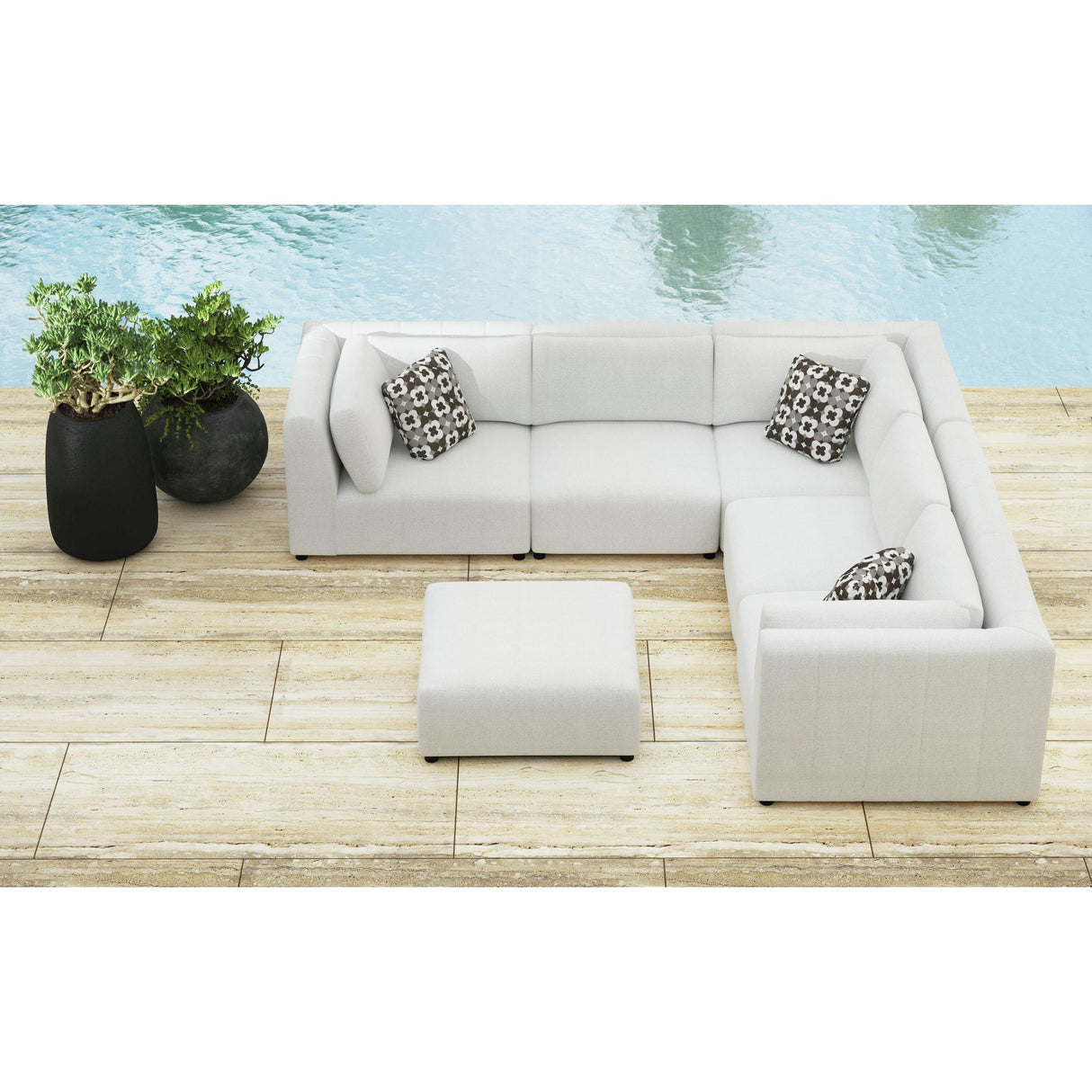 Zandara - 5 Piece Modular Set Sectional With Ottoman - Beige