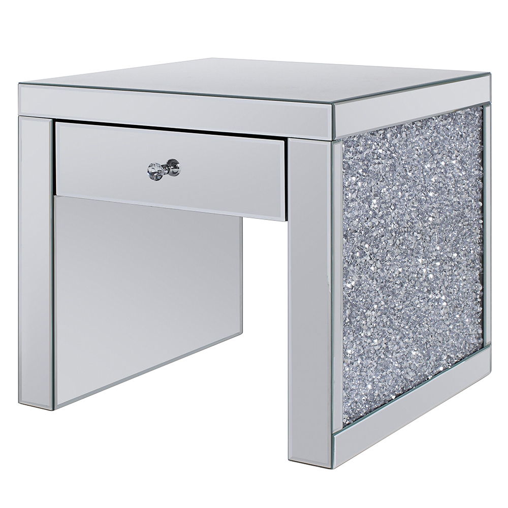 Noralie - Mesa auxiliar - Espejo y diamantes de imitación - 23"