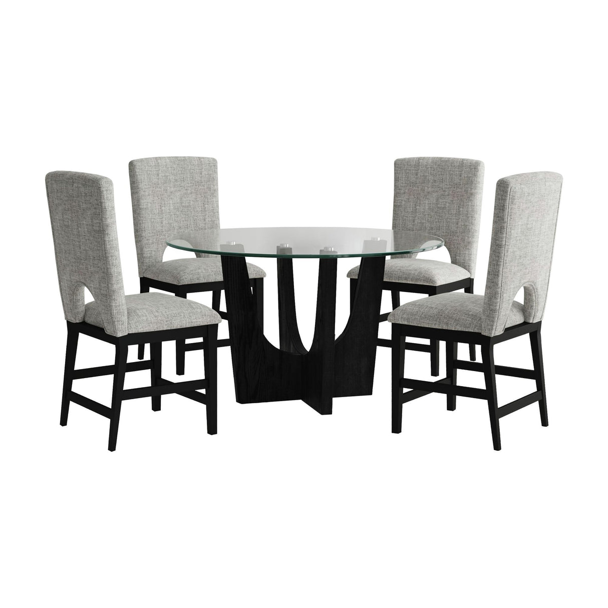 Oregon - Juego de comedor de 5 piezas a la altura de la encimera (mesa redonda para encimera y cuatro sillas)