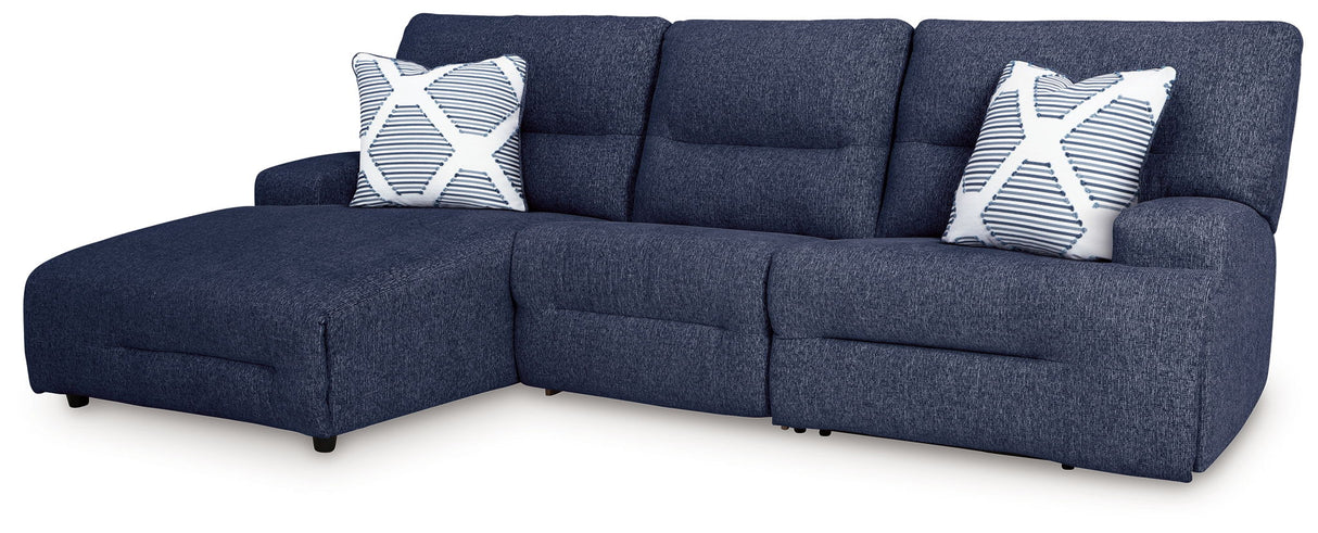 Acklen Place - 3-Piece Power Reclining Sectional With RAF Power Reclining Back Chaise - Pewter