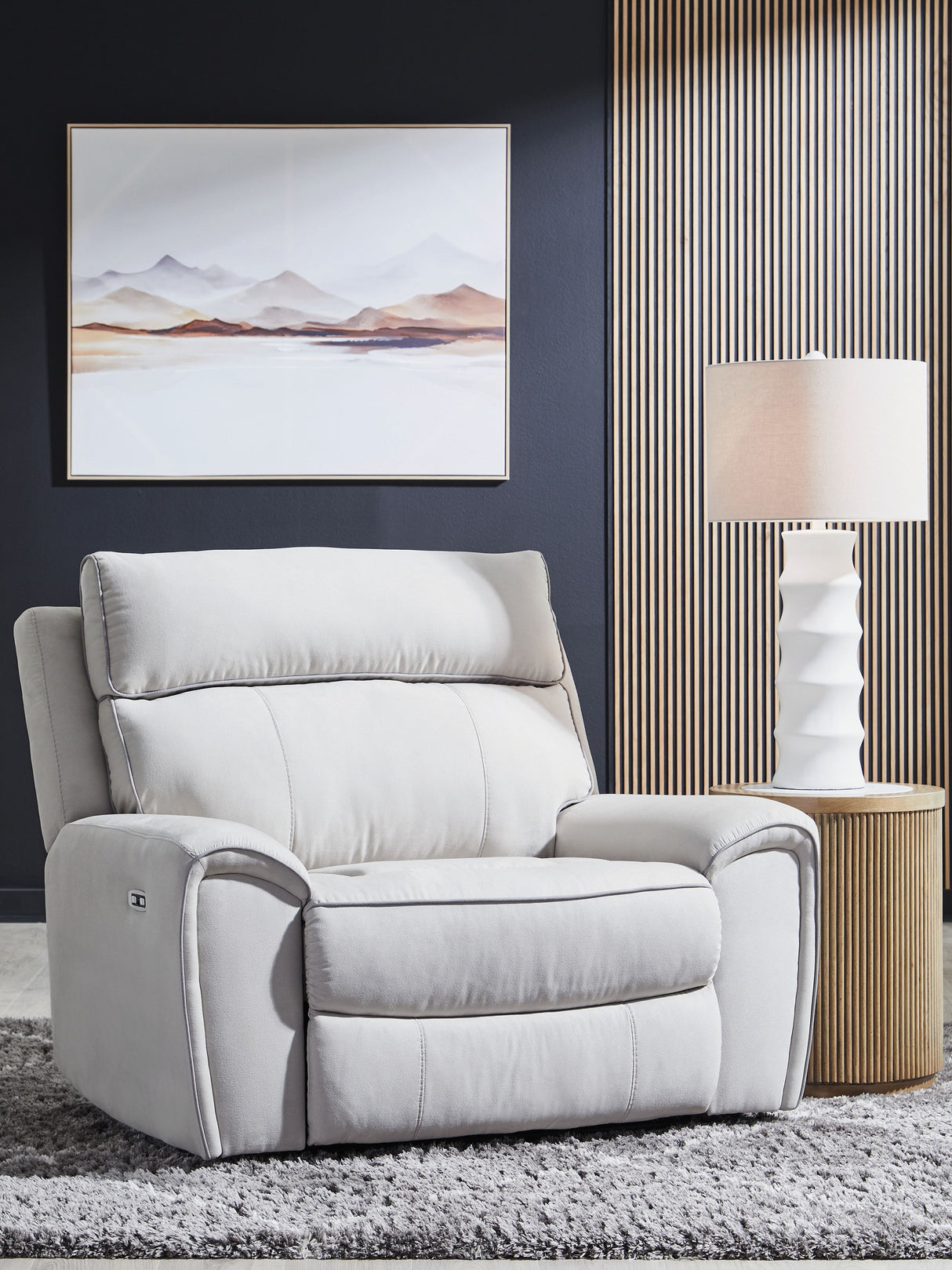 Social Pointe - Reclinable eléctrico / Reposacabezas ajustable - Perla / Ceniza