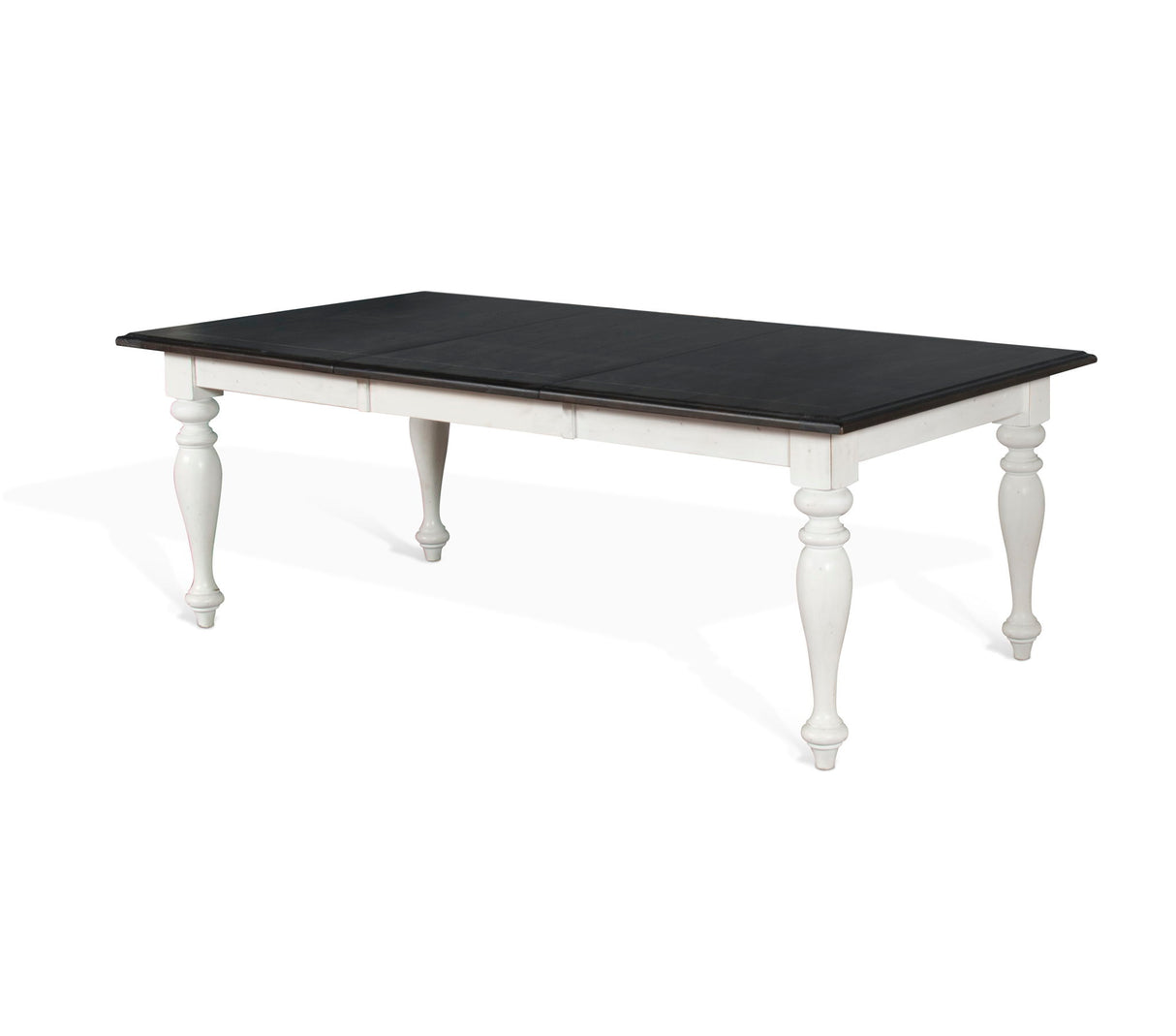 Carriage House - Mesa de comedor rectangular con extensiones - Blanco rural / Oscuro europeo