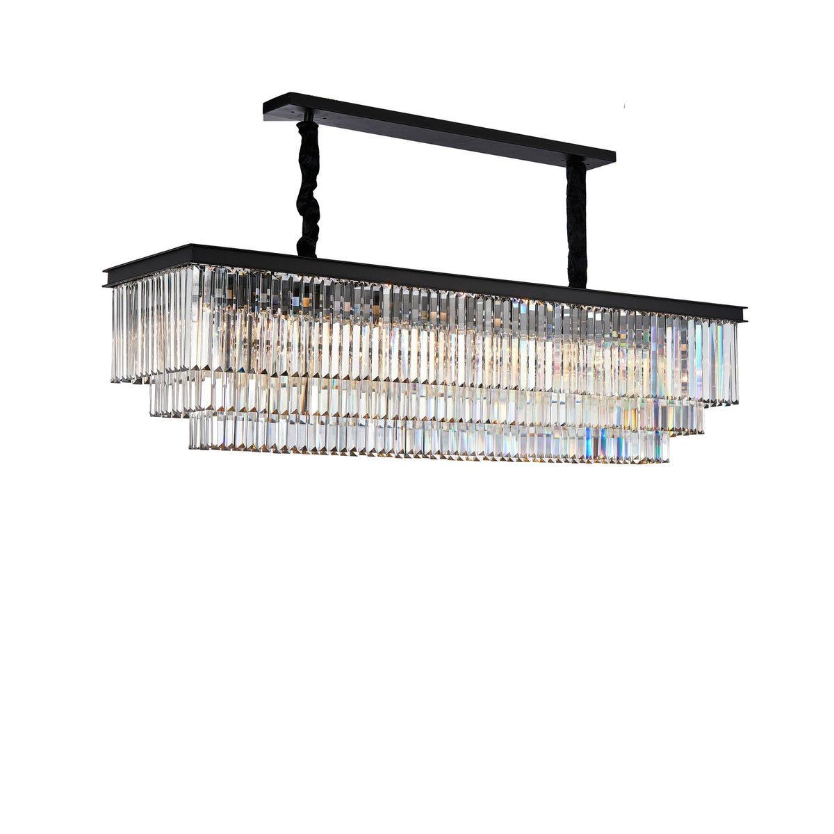 Michael Amini Lighting - Allure 20-Light Rectangular Crystal Chandelier - Matte Black / Silver