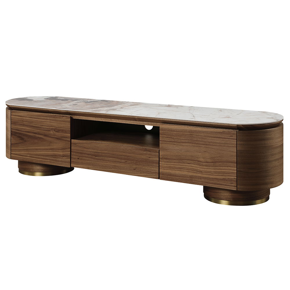 Willene - Mueble para TV con cubierta de cerámica - Marrón oscuro