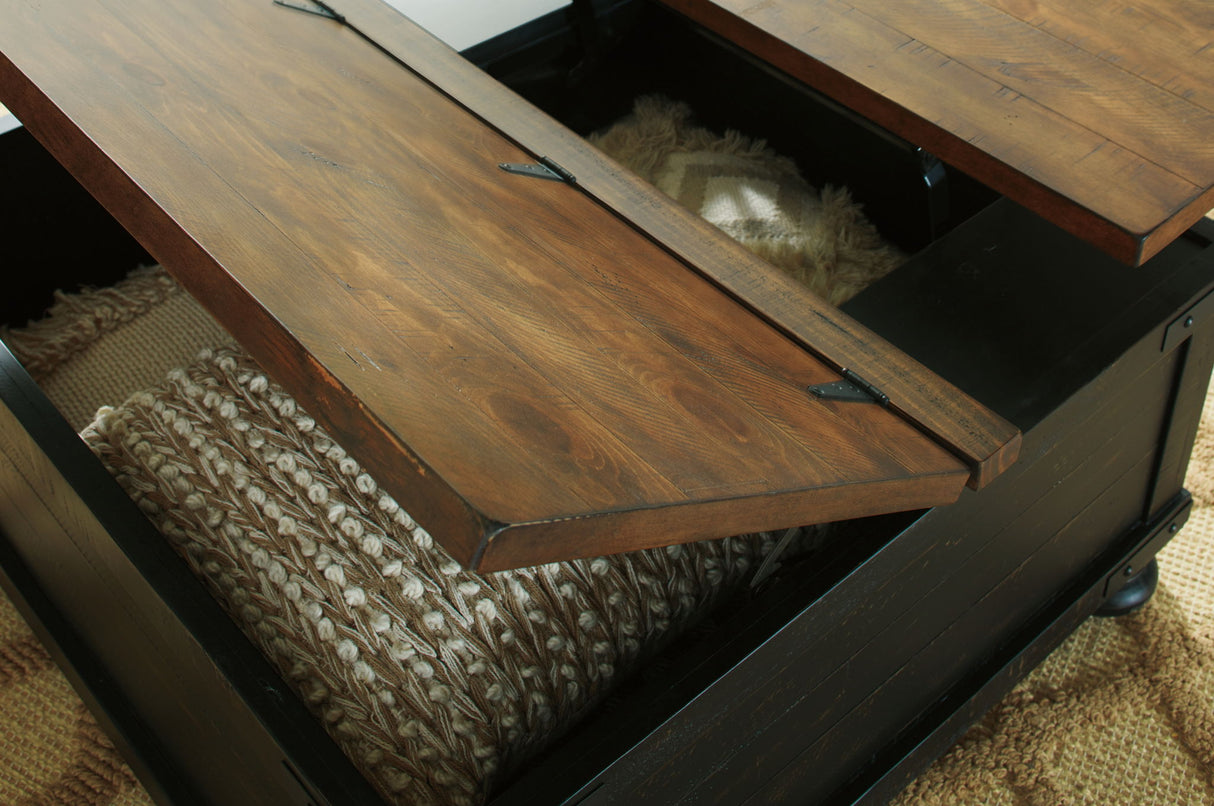 Valebeck - Lift Top Cocktail Table - Black / Brown