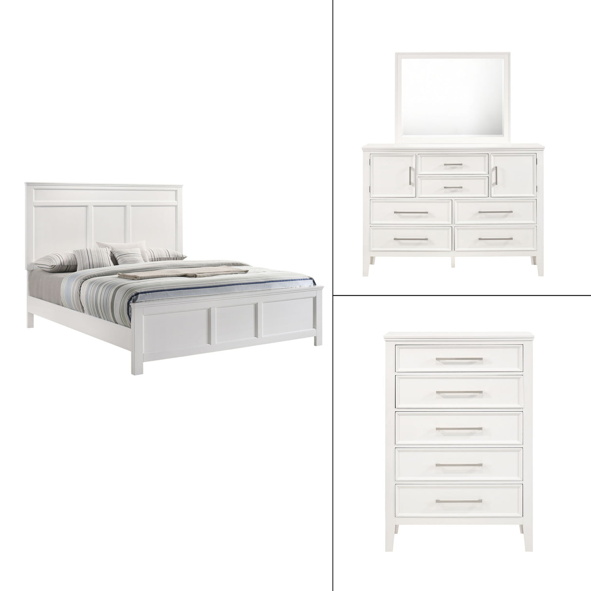 Andover - Western King 4 Piece Bedroom Set (Bed, Dresser, Mirror, Chest) - White