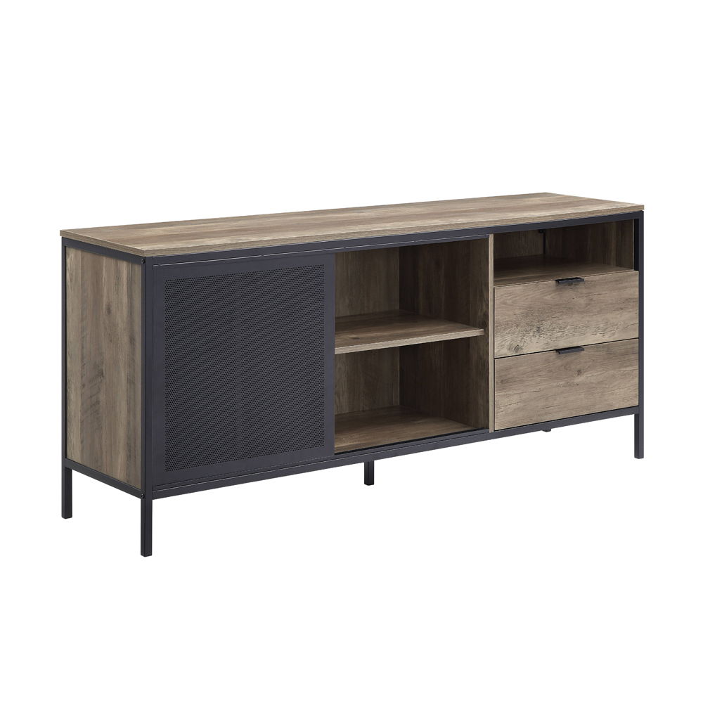 Nantan - Mueble de TV - Acabado Roble Rústico y Negro - 28"