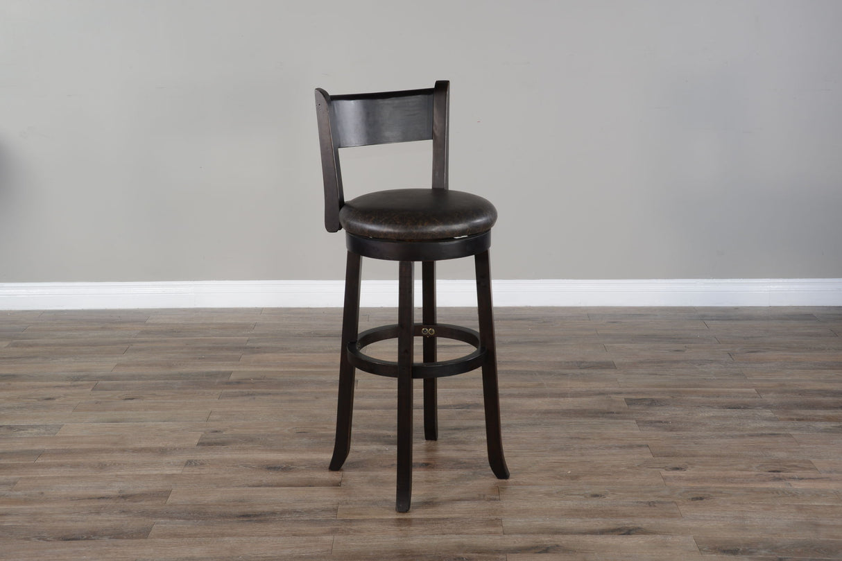 Scottsdale - 30" Swivel Barstool With Cushion Seat & Back (Set of 2) - Dark Brown / Black