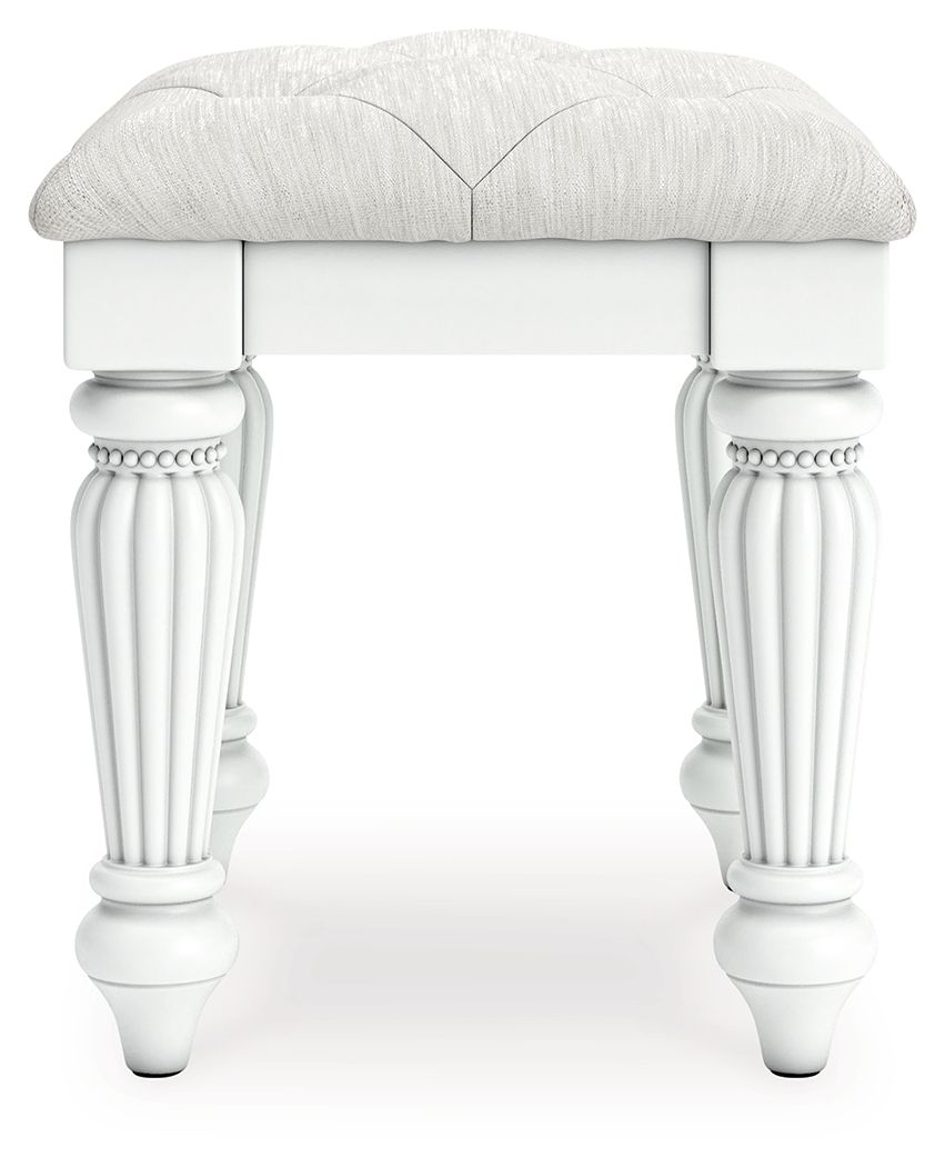 Kozlani - Taburete tapizado Vanity - Blanco