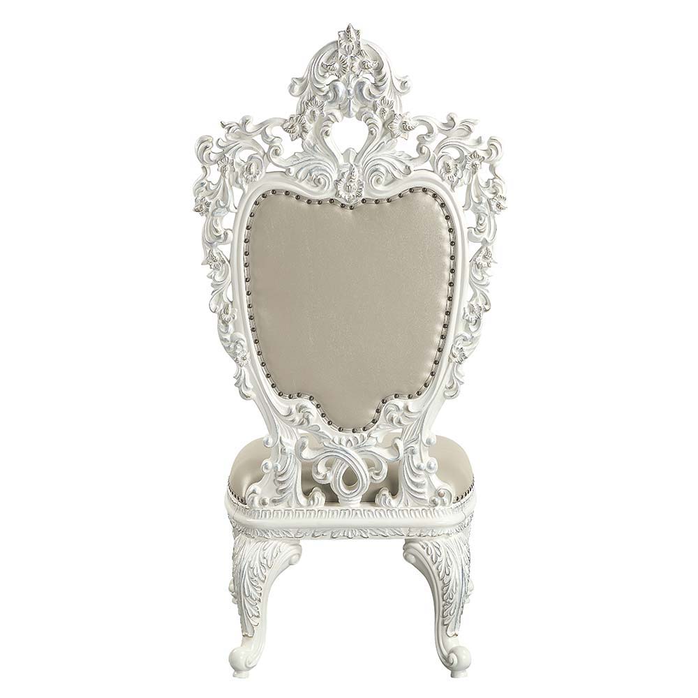 Vanaheim - Silla auxiliar (juego de 2) - Poliuretano beige y acabado blanco antiguo