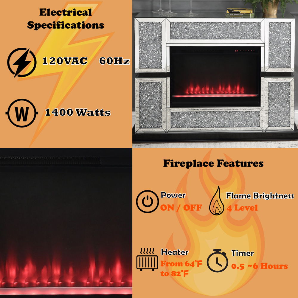 Noralie - Chimenea - Plateado Perla - 36"