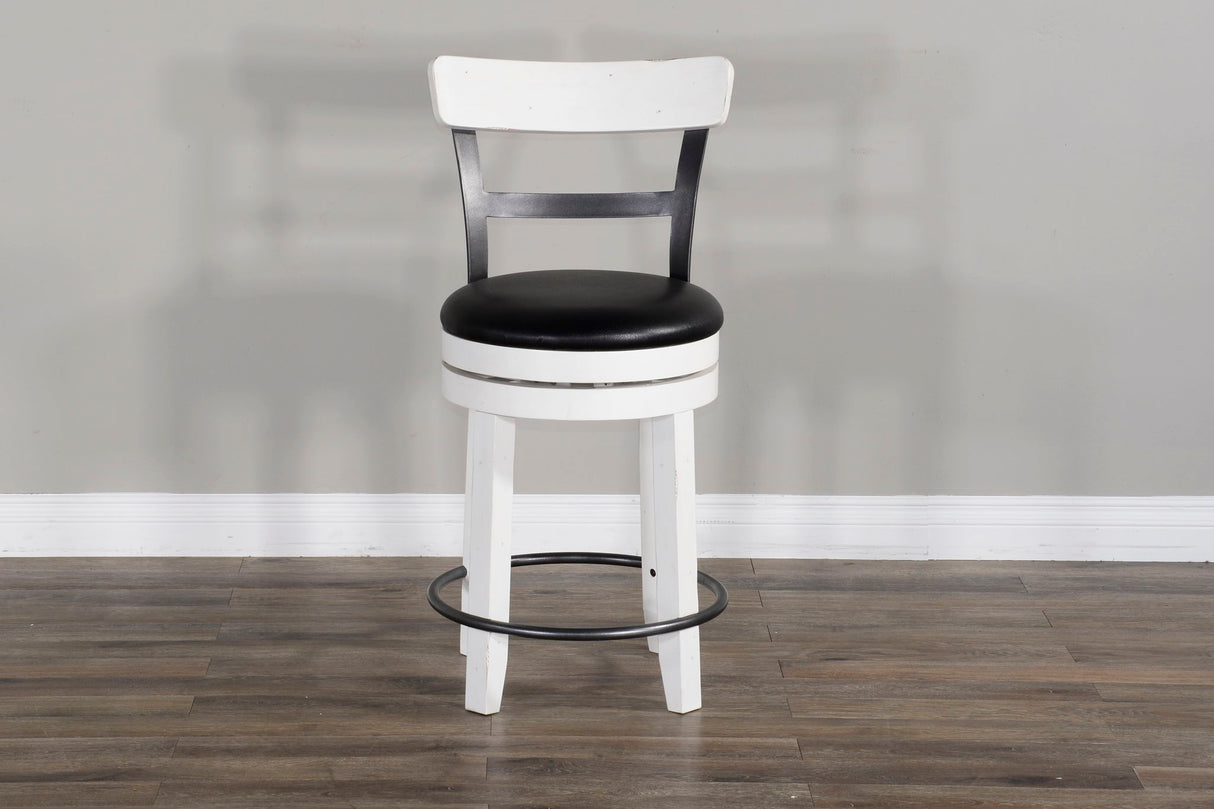 Carriage House - Taburete de bar con respaldo y asiento acolchado giratorio