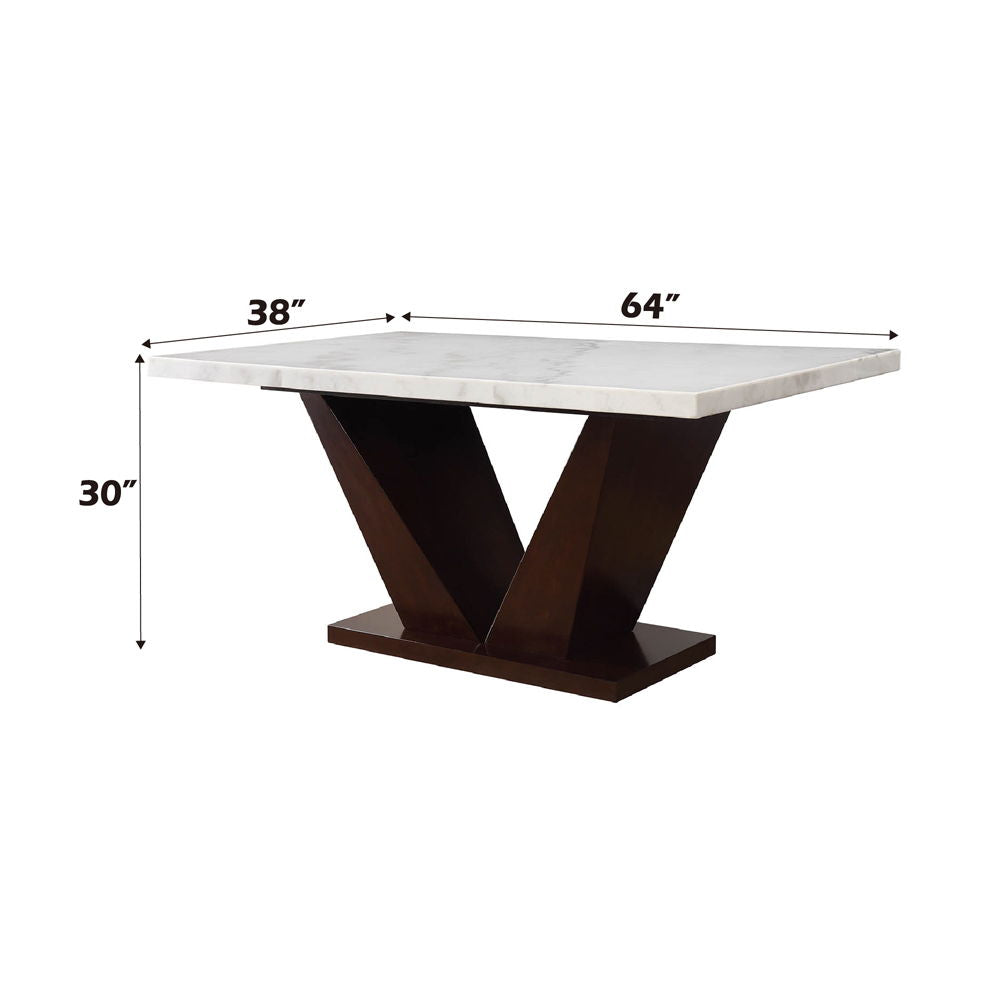 Forbes - Mesa de comedor - Mármol blanco y nogal