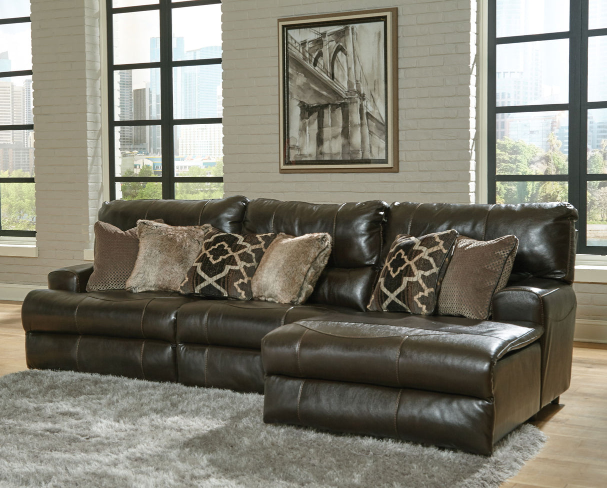 Como - 3 Piece Italian Leather Match Reclining Sectional