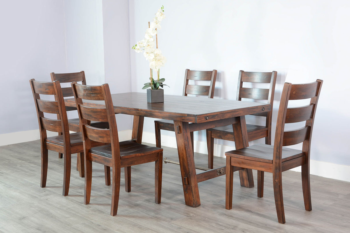 7 Piece Dining Set With Turn Buckle - Vintage Mocha