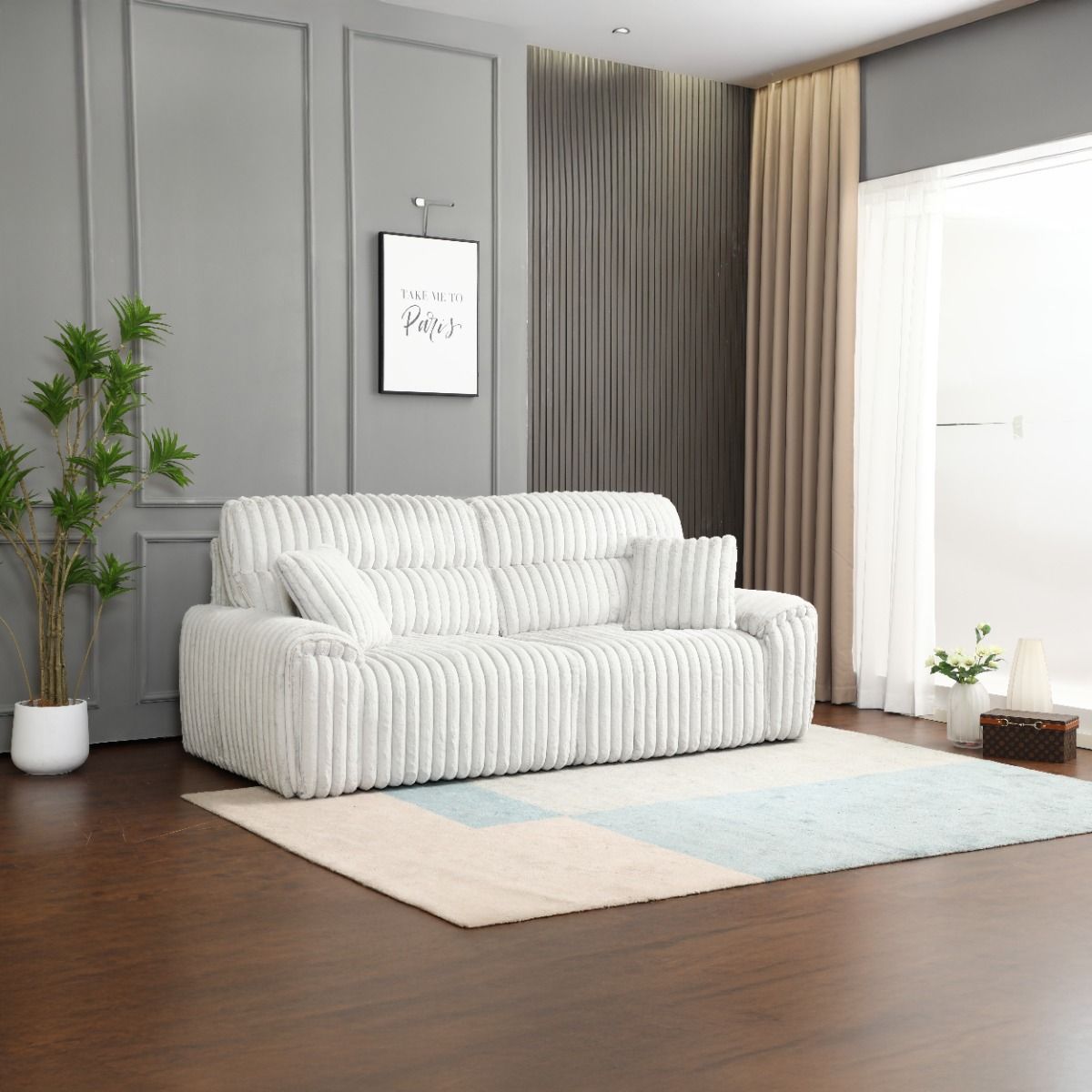 Jaya - Sofá Reclinable Eléctrico con Sofá Cama y Puerto USB - Pana Gris Mondo