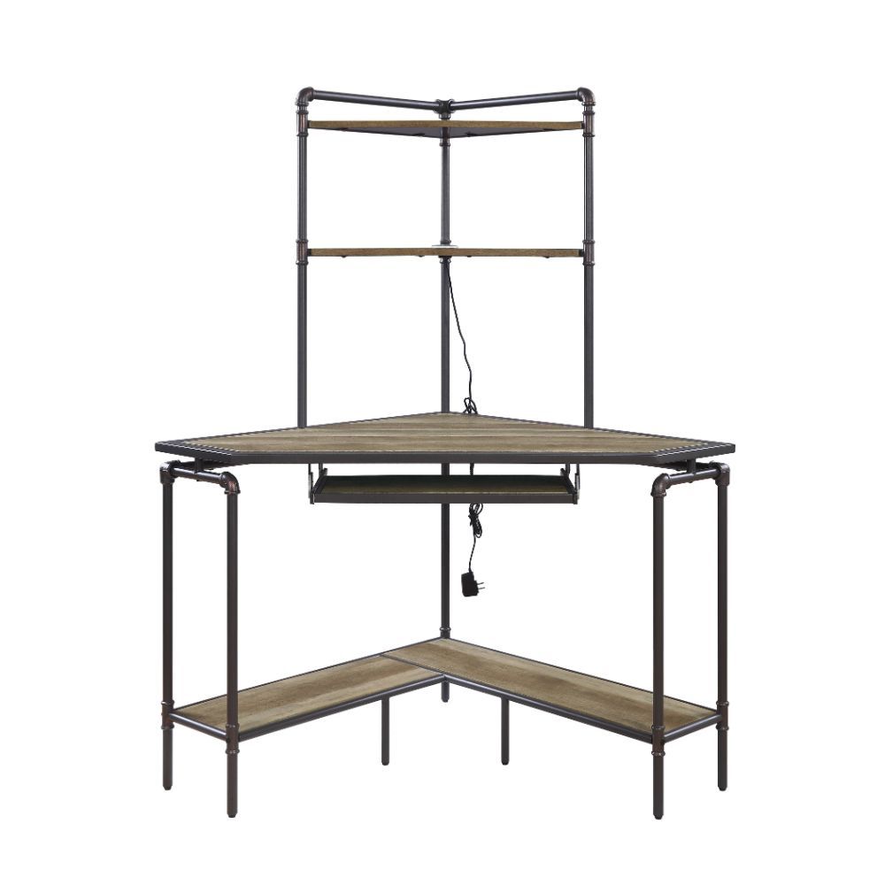 Deliz - Computer Desk With USB - Sand Gray