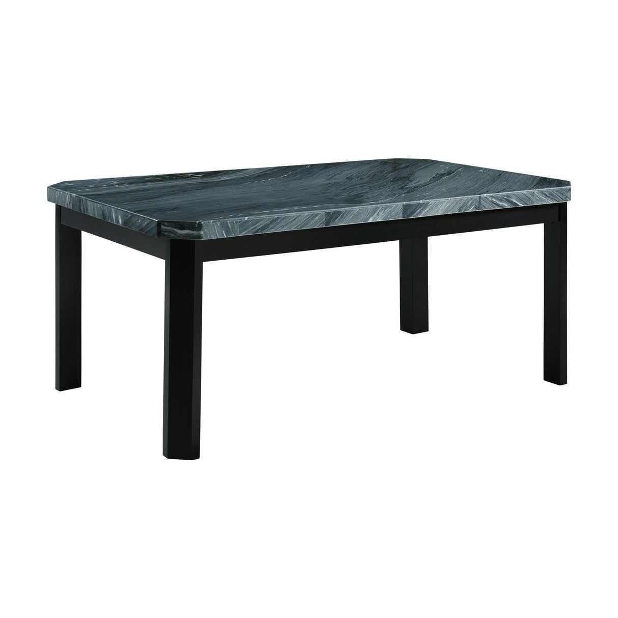 Francesca - Juego de comedor de 5 piezas con sillas rectangulares de PU gris, mesa y cuatro sillas - Mármol gris