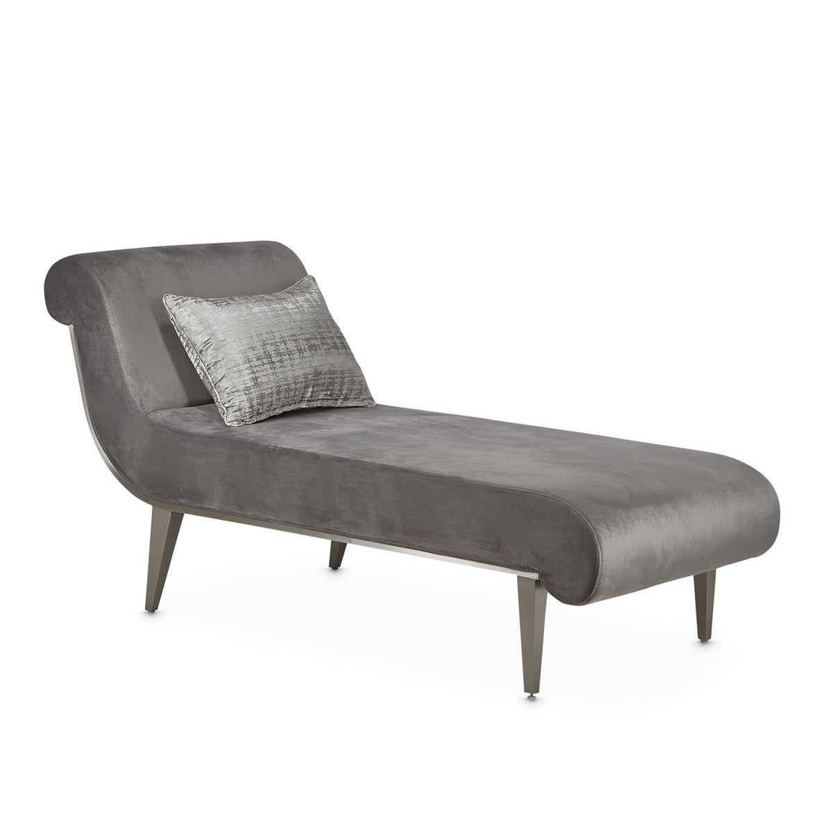 Roxbury Park - Velvet Chaise - Gray Pearl / Stainless Steel
