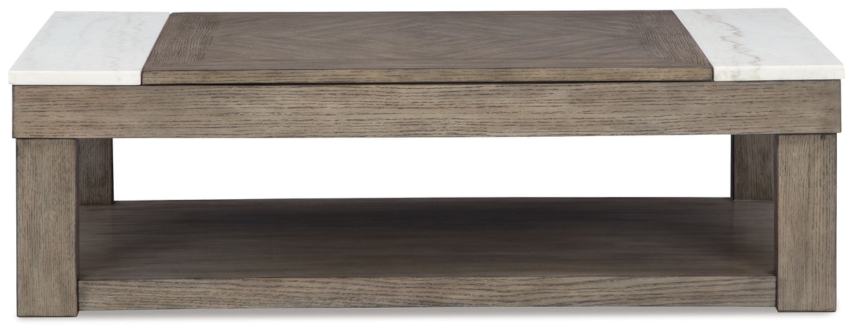 Loyaska - Mesa de centro elevable - Marrón grisáceo / Blanco