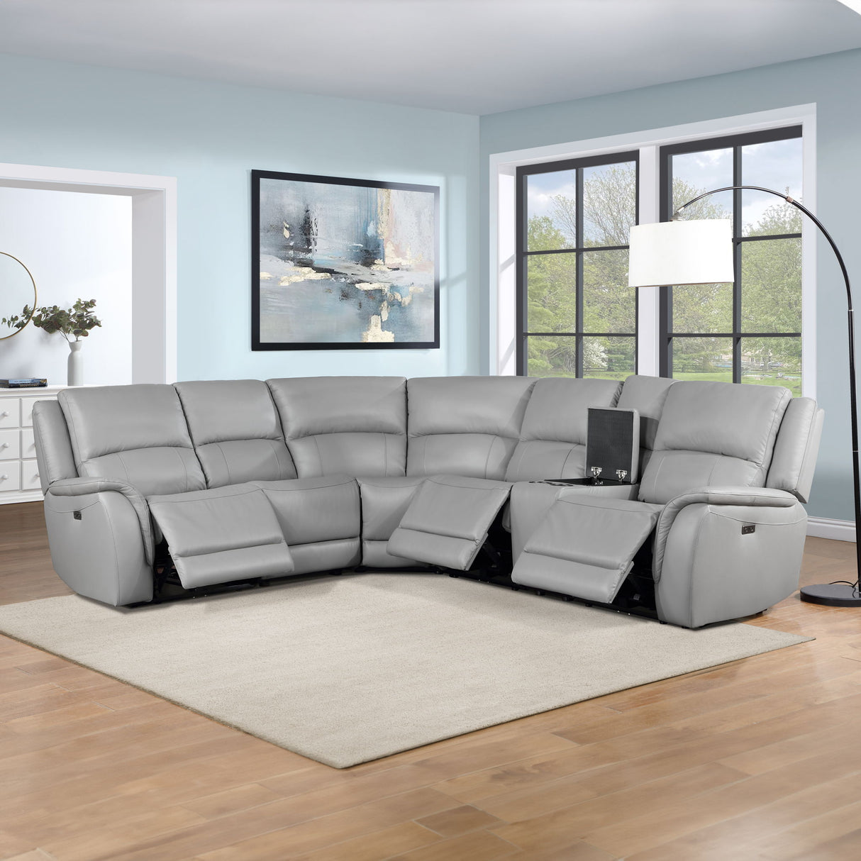 Alexandria - Leather Power Sectional alternate view 9