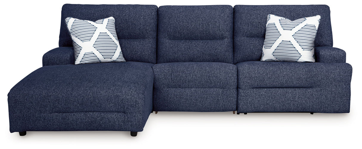 Acklen Place - 3-Piece Power Reclining Sectional With RAF Power Reclining Back Chaise - Pewter