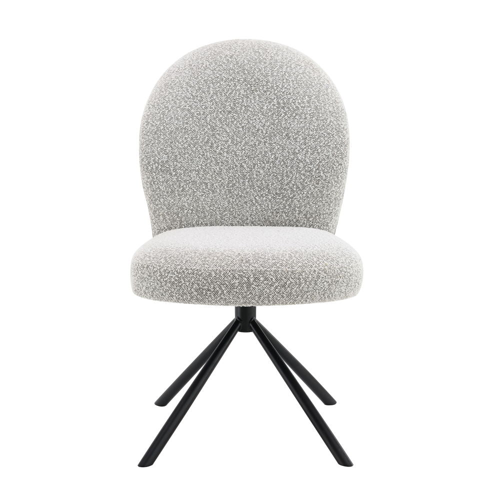 Lawton - Silla Auxiliar Giratoria (Juego de 2) - Boucle Gris y Acabado Negro