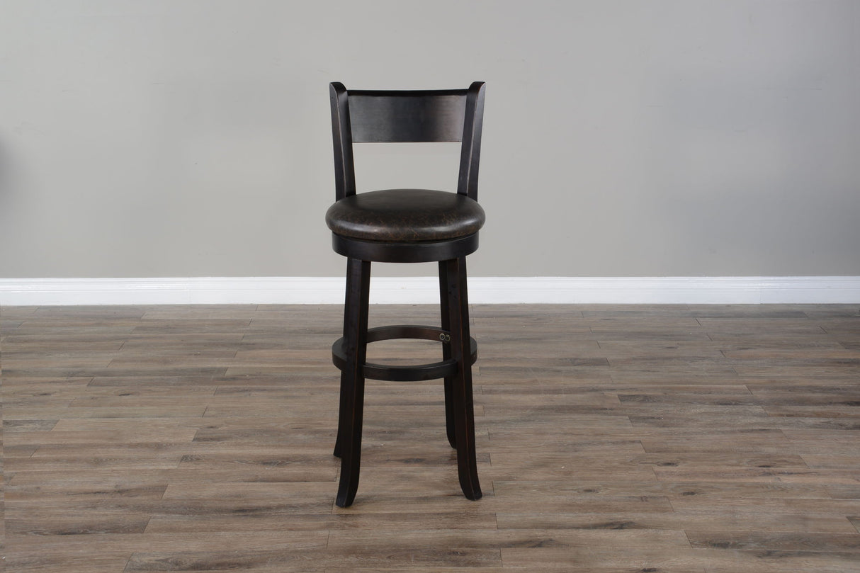 Scottsdale - 30" Swivel Barstool With Cushion Seat & Back (Set of 2) - Dark Brown / Black