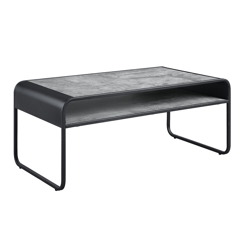 Raziela - Mesa de centro - Acabado gris concreto y negro