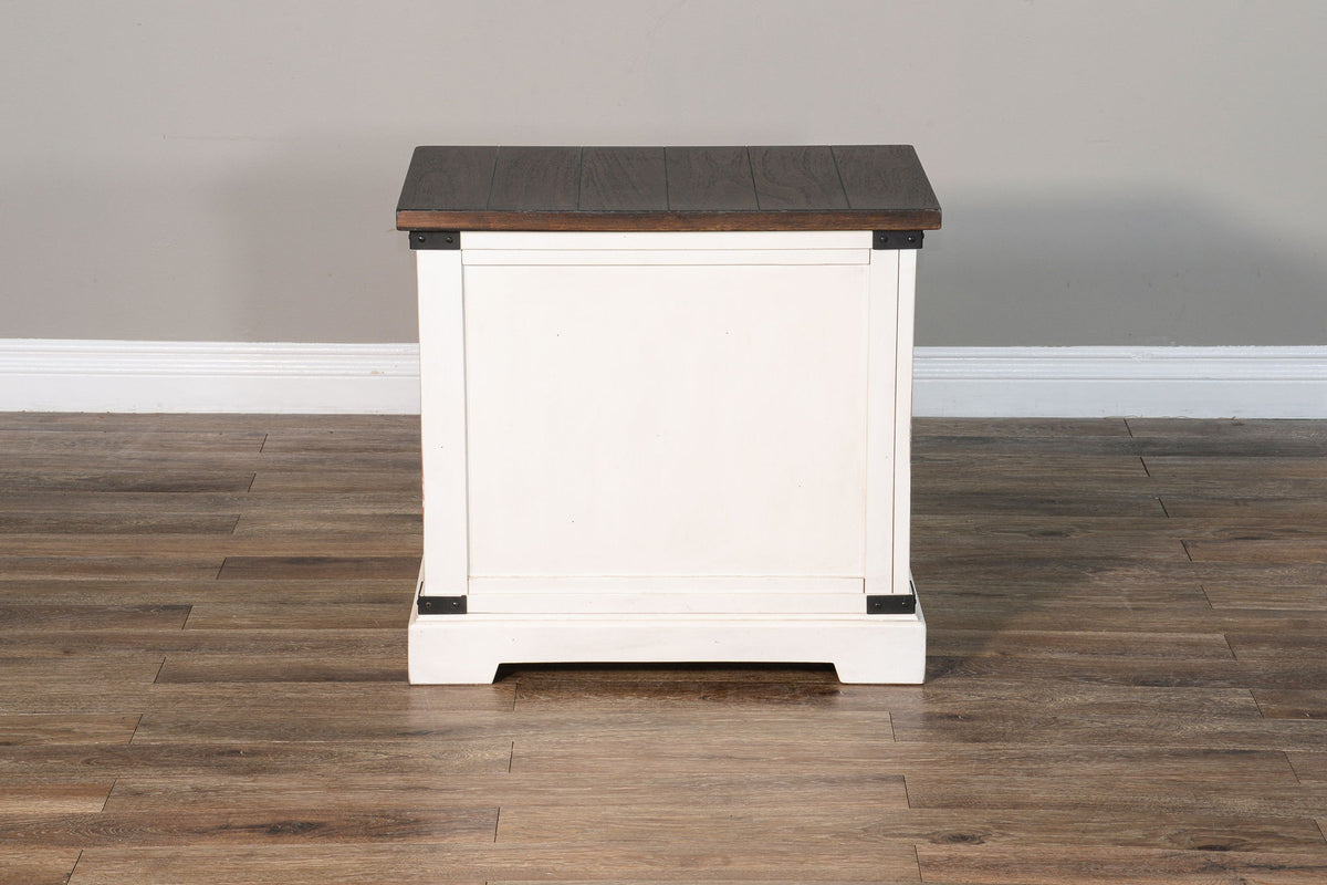 French Country - End Table - White / Dark Brown
