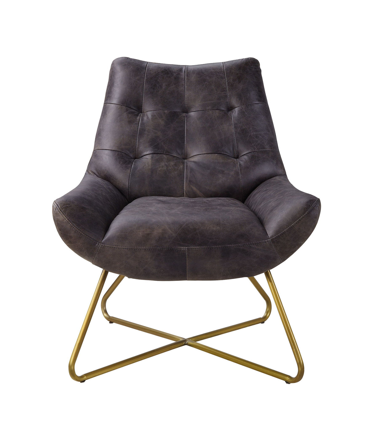 Sillón decorativo Dhalsim - Piel de grano superior ébano antiguo