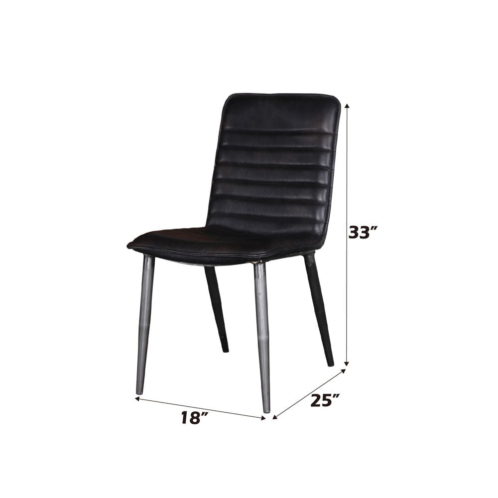Hosmer - Silla auxiliar (juego de 2) - Piel negra de primera calidad y negro antiguo