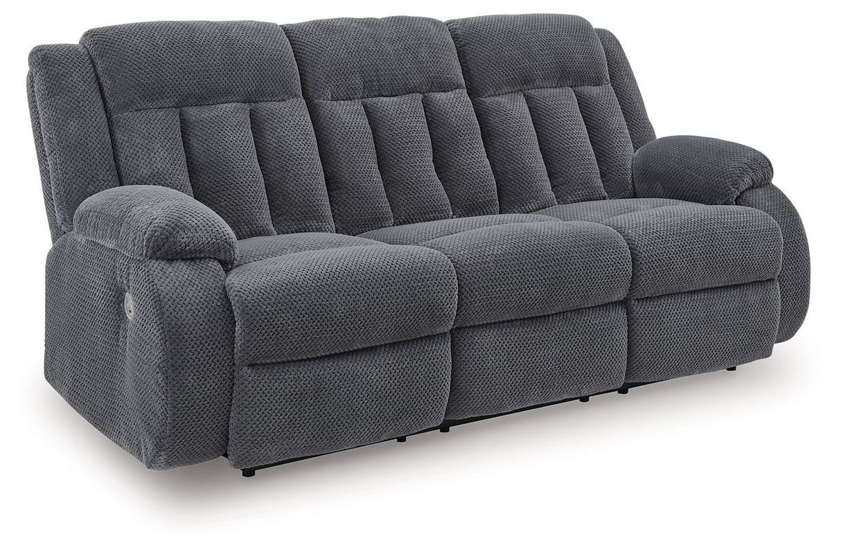 Observation - Reclining Power Sofa With Drop Down Table - Steel
