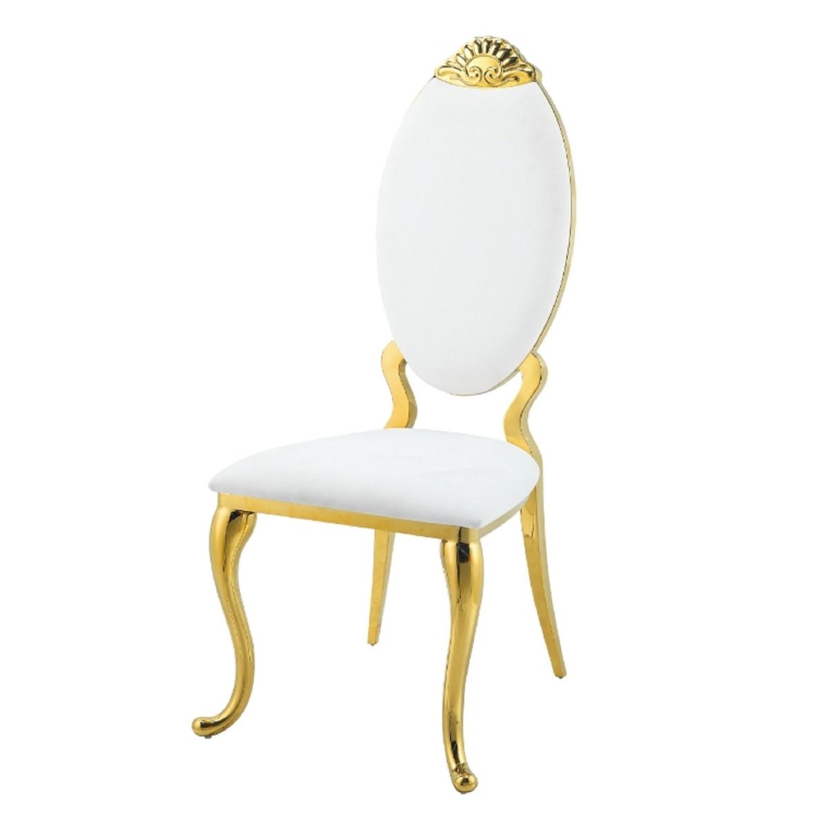 Fallon - Silla auxiliar (juego de 2) - Poliuretano blanco y acabado dorado espejo